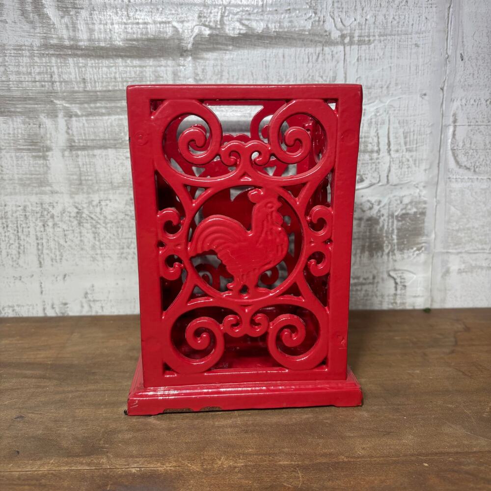 Red Rooster Wrought Iron Utensil Holder